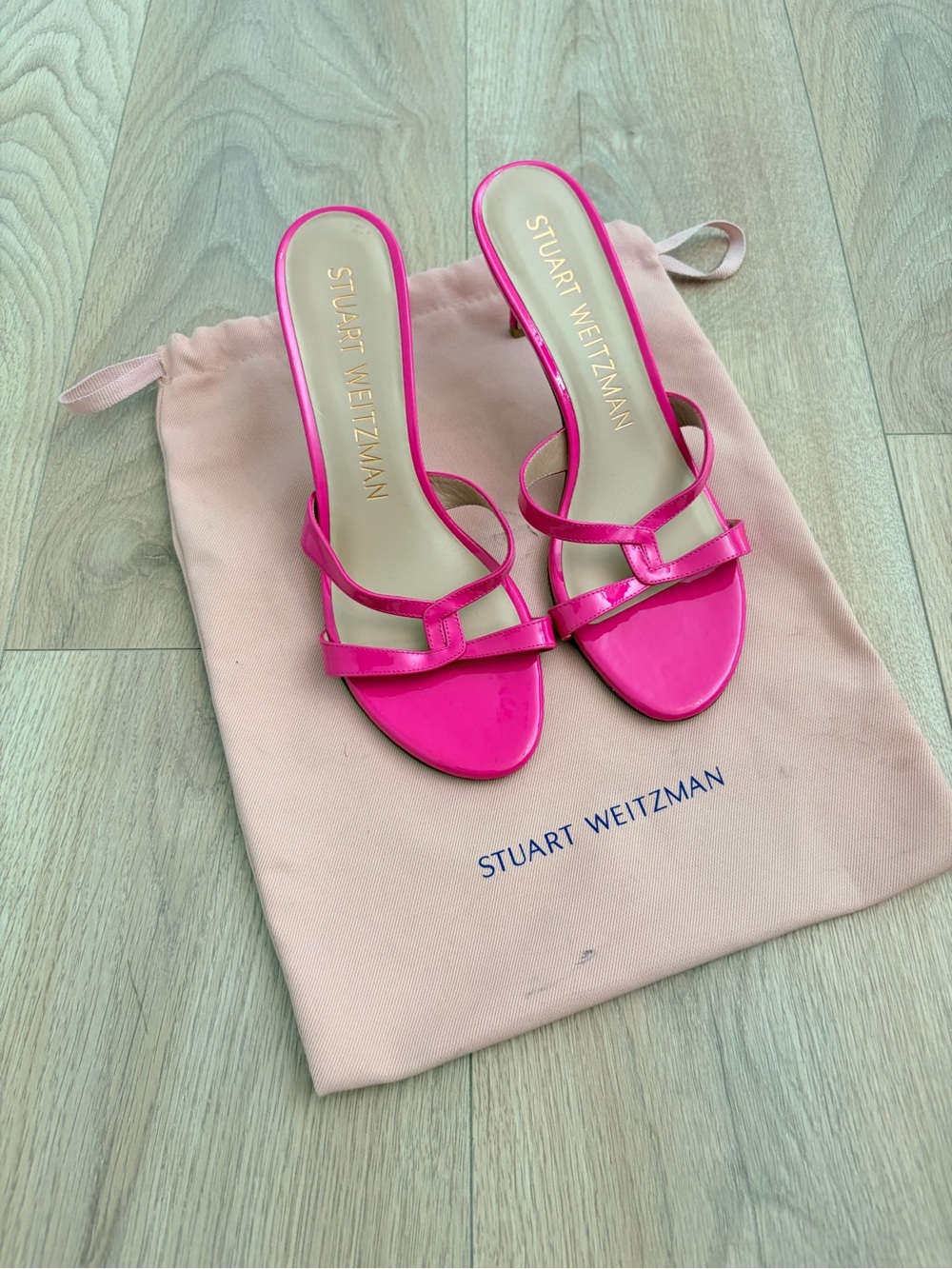 Stuart Weitzman Women's Hot Pink Strappy Slide Sandals